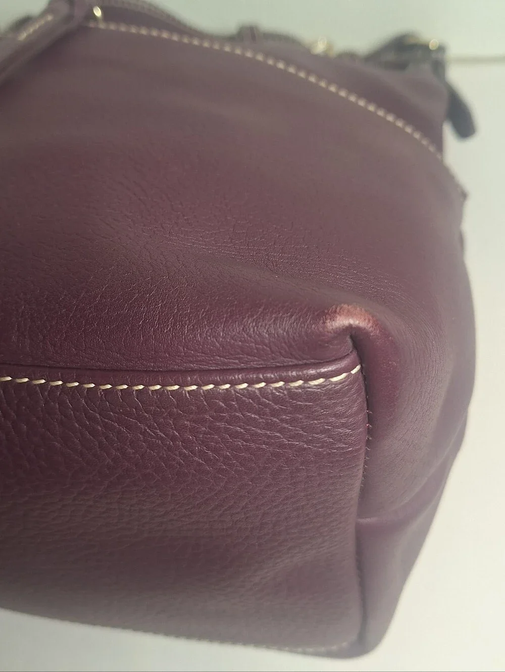 Dooney & Bourke Dillen Double Pocket Satchel Large Handbag Purse Purple Plum